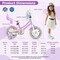 Kids Bike with Training Wheels Basket and Doll Seat Adjustable Height Rose Red